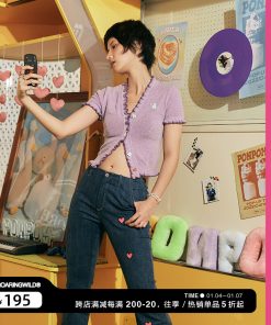 Light Purple Heart Button Trimmed Cardigan - Cute Knitwear, Y2K Style, Cozy Layering Piece for Fashionable Outfits