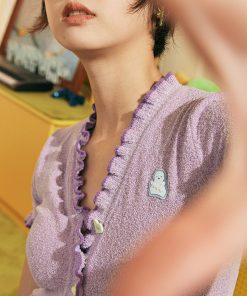 Light Purple Heart Button Trimmed Cardigan - Cute Knitwear, Y2K Style, Cozy Layering Piece for Fashionable Outfits