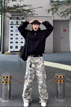 Light Yellow Camouflage Work Pants for Men - Casual Straight-Leg Wide-Leg Trousers, Spring Autumn American Streetwear Fashion