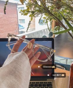 Light Yellow Clear White Tea Frame Glasses, Fashionable Korean Style Eyewear for Effortless Chic Looks Without Makeup