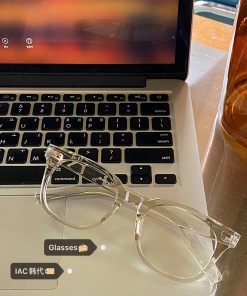 Light Yellow Clear White Tea Frame Glasses, Fashionable Korean Style Eyewear for Effortless Chic Looks Without Makeup
