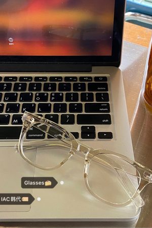 Light Yellow Clear White Tea Frame Glasses, Fashionable Korean Style Eyewear for Effortless Chic Looks Without Makeup