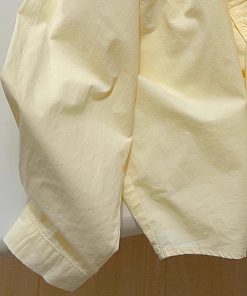 Light Yellow Cotton Long Sleeve Shirt for Women - Loose-Fitting, Versatile, Slimming Top for Spring/Summer 2025 Fashion