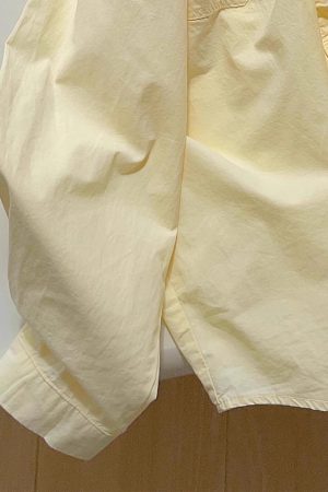Light Yellow Cotton Long Sleeve Shirt for Women - Loose-Fitting, Versatile, Slimming Top for Spring/Summer 2025 Fashion