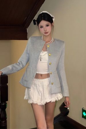 Light Yellow Round Neck Slim Cardigan Top - Elegant Sweet Style for Spring & Autumn, Campus Fashion Essential