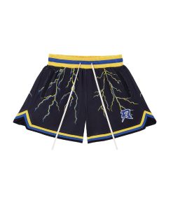 Lightning Mesh Print Summer Shorts for Couples - Vintage American Style, Double Layer, Ultra Heavy, Loose Fit, High Street Fashion