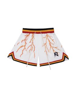 Lightning Mesh Print Summer Shorts for Couples - Vintage American Style, Double Layer, Ultra Heavy, Loose Fit, High Street Fashion