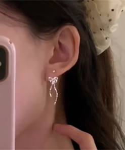 Lightweight Ballet-Style Ribbon Bow Stud Earrings for Women - Luxury High-End Sweet Ear Accessories 2025 Trendy Fashion