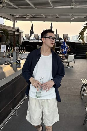 Lightweight Blue Cotton-Linen Sun Protection Shirt for Men - Summer Casual Korean Style, Breathable and Comfortable