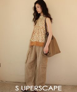 Lightweight Breathable Cotton Ruched Halter Top with Printed Patchwork - Stylish Summer Essential