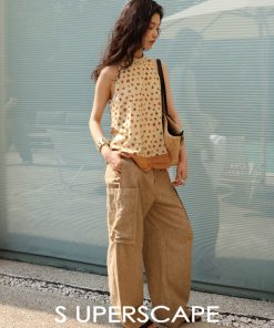 Lightweight Breathable Cotton Ruched Halter Top with Printed Patchwork - Stylish Summer Essential