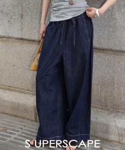 Lightweight Breathable Soft Denim Balloon Pants - Tencel Cotton Blend, Elastic Waistband, Perfect for Summer Casual Style