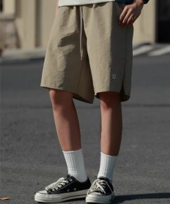 Lightweight Breathable Sports Shorts for Men and Women - Japanese City Boy Embroidery, Loose Fit Five-Point Beach Pants, Summer Essentials