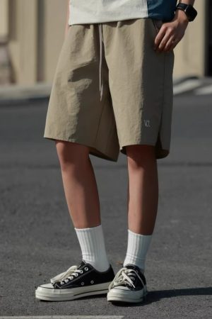 Lightweight Breathable Sports Shorts for Men and Women - Japanese City Boy Embroidery, Loose Fit Five-Point Beach Pants, Summer Essentials