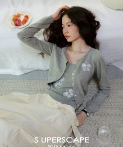 Lightweight Butterfly Sequin Embroidered Cardigan in Australian Merino Wool - Stylish Layering Piece for Effortless Chic Looks