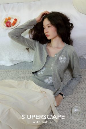 Lightweight Butterfly Sequin Embroidered Cardigan in Australian Merino Wool - Stylish Layering Piece for Effortless Chic Looks