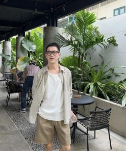 Lightweight Cotton-Linen Apricot Sun Protection Shirt Jacket for Men - Casual Summer Versatile Style