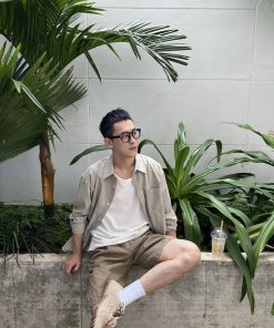 Lightweight Cotton-Linen Apricot Sun Protection Shirt Jacket for Men - Casual Summer Versatile Style