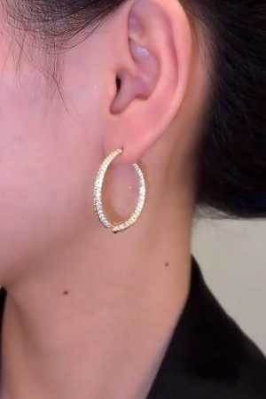 Lightweight Crossed Fish Tail Drop Earrings with Zircon Inlay for Women - Elegant High-End Fashion Accessories