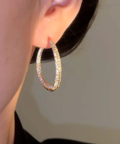 Lightweight Crossed Fish Tail Drop Earrings with Zircon Inlay for Women - Elegant High-End Fashion Accessories