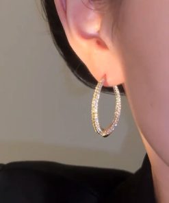 Lightweight Crossed Fish Tail Drop Earrings with Zircon Inlay for Women - Elegant High-End Fashion Accessories