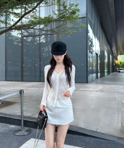 Lightweight Double-Breasted Tencel Wool Knitted Cardigan for Women - Stylish Layering Essential