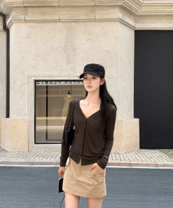 Lightweight Double-Breasted Tencel Wool Knitted Cardigan for Women - Stylish Layering Essential