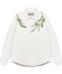 Lightweight Floral Embroidery Cardigan Jacket with Minimalist Collar - Stylish Layering Piece for 90s and Y2K Fashion Enthusiasts