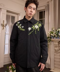 Lightweight Floral Embroidery Cardigan Jacket with Minimalist Collar - Stylish Layering Piece for 90s and Y2K Fashion Enthusiasts