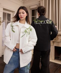 Lightweight Floral Embroidery Cardigan Jacket with Minimalist Collar - Stylish Layering Piece for 90s and Y2K Fashion Enthusiasts