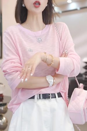 Lightweight Sheer Long Sleeve T-Shirt for Women, Hollow Sun Protection Cover-Up, Summer 2025 Fashion Top