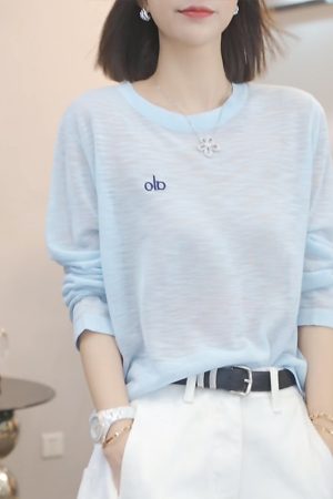 Lightweight Sheer Long Sleeve T-Shirt for Women, Hollow Sun Protection Cover-Up, Summer 2025 Fashion Top