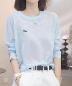 Lightweight Sheer Long Sleeve T-Shirt for Women, Hollow Sun Protection Cover-Up, Summer 2025 Fashion Top