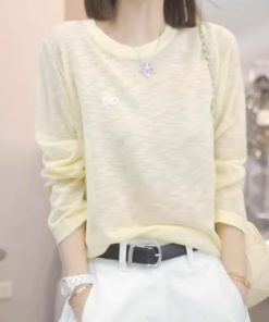 Lightweight Sheer Long Sleeve T-Shirt for Women, Hollow Sun Protection Cover-Up, Summer 2025 Fashion Top