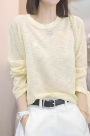Lightweight Sheer Long Sleeve T-Shirt for Women, Hollow Sun Protection Cover-Up, Summer 2025 Fashion Top