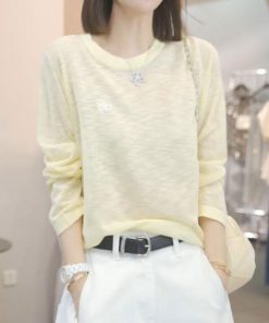 Lightweight Sheer Long Sleeve T-Shirt for Women, Hollow Sun Protection Cover-Up, Summer 2025 Fashion Top