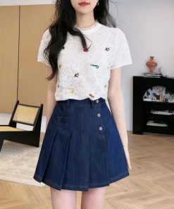 Lightweight Sheer T-Shirt and Slimming Skirt Pants Set - Trendy Summer Outfit for 2025, Perfect for Y2K and Casual Chic Styles