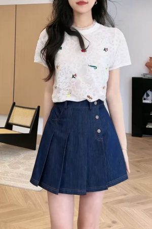 Lightweight Sheer T-Shirt and Slimming Skirt Pants Set - Trendy Summer Outfit for 2025, Perfect for Y2K and Casual Chic Styles