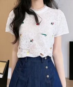 Lightweight Sheer T-Shirt and Slimming Skirt Pants Set - Trendy Summer Outfit for 2025, Perfect for Y2K and Casual Chic Styles