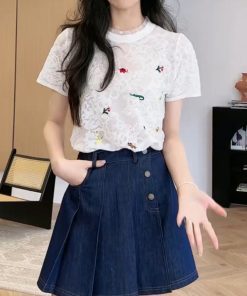 Lightweight Sheer T-Shirt and Slimming Skirt Pants Set - Trendy Summer Outfit for 2025, Perfect for Y2K and Casual Chic Styles