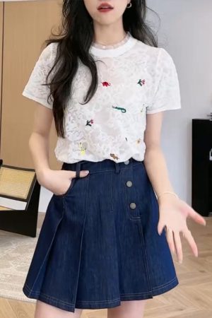 Lightweight Sheer T-Shirt and Slimming Skirt Pants Set - Trendy Summer Outfit for 2025, Perfect for Y2K and Casual Chic Styles