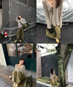 Lightweight Textured V-Neck Linen T-Shirt Top for Women - Versatile Pumpkin Color with Sun Protection, Korean Style Fashion