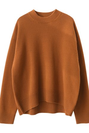 Lightweight U-Neck Oversized Women's Thick All-Wool Sweater - Cozy Fall Knitwear for Casual Style