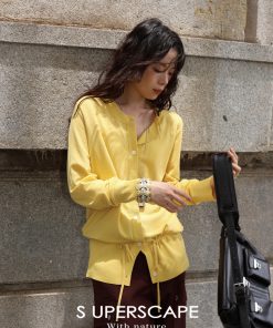 Lightweight Ultra-Fine Yarn Long Sleeve Cardigan with Drawstring, Relaxed Fit, Sun Protection, Cool Feeling, Perfect for Layering