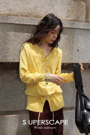 Lightweight Ultra-Fine Yarn Long Sleeve Cardigan with Drawstring, Relaxed Fit, Sun Protection, Cool Feeling, Perfect for Layering