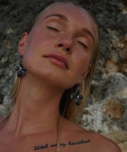 Lilac Crystal Black Shell Drop Earrings - 925 Silver Studs, Elegant Temperament Design, Ins Inspired Fashion Statement