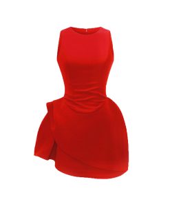 Limited Red Rose Designer Cut Sleeveless Dress for Women, Waist-Defining Slimming Bud Skirt, Perfect for Y2K and Romantic Style