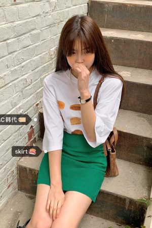 Linen Half Skirt in Lake Green - Oil Pastel Color, Korean Style, Trendy Women's Fashion, Perfect for Spring and Summer