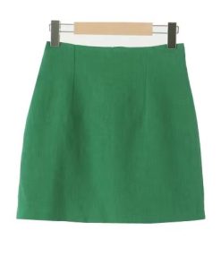 Linen Half Skirt in Lake Green - Oil Pastel Color, Korean Style, Trendy Women's Fashion, Perfect for Spring and Summer