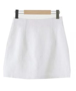 Linen Half Skirt in Lake Green - Oil Pastel Color, Korean Style, Trendy Women's Fashion, Perfect for Spring and Summer